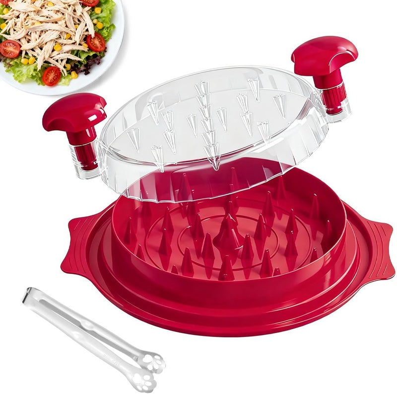 KicthMap Chicken Shredder Tool Twist 9.84in Large Chicken Shredder with Clip Visible Meat Shredde Machine BPA Free Ergonomic Handle Manual Meat Suitable for Chickens Pork Beef ect (Red) - Image 1